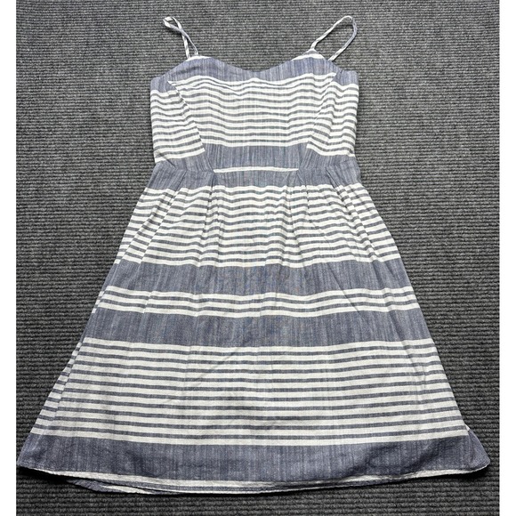 Old Navy Dress Womens Medium Blue White Striped Sundress Fit & Flare Smocked - Picture 1 of 10